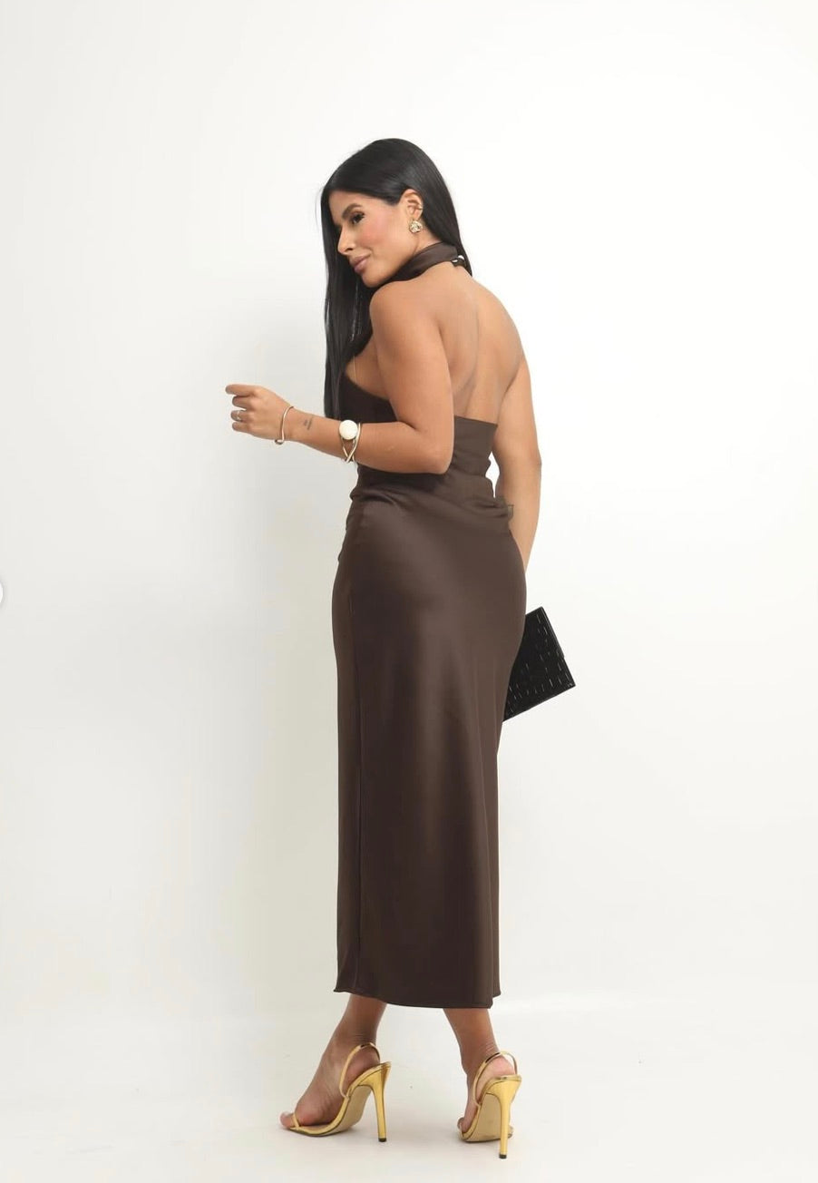 CONJUTO  MIDI ACETINADO CHOCOLATE